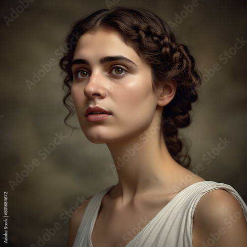 Depiction of Hypatia of Alexandria: A renowned mathematician, astronomer, and philosopher in ancient Alexandria, Egypt photo