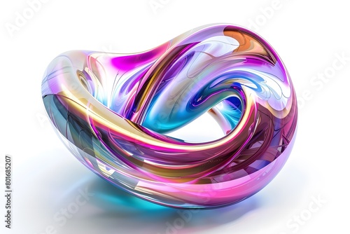 Holographic 3D abstract isolated in white background.