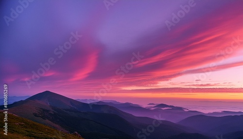 Ethereal blend of deep purples to vibrant pinks sky