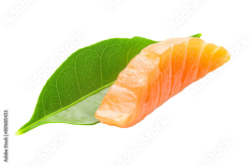Salmon sushi isolated on a transparent background, Japanese food