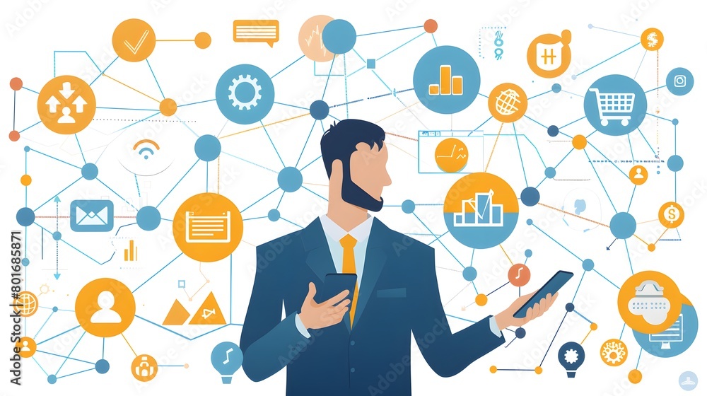 Businessman drawing growth graph chart sales and data economic on global structure networking connection. Businessman drawing growth graph chart sales and data economic on global structure networking connection.