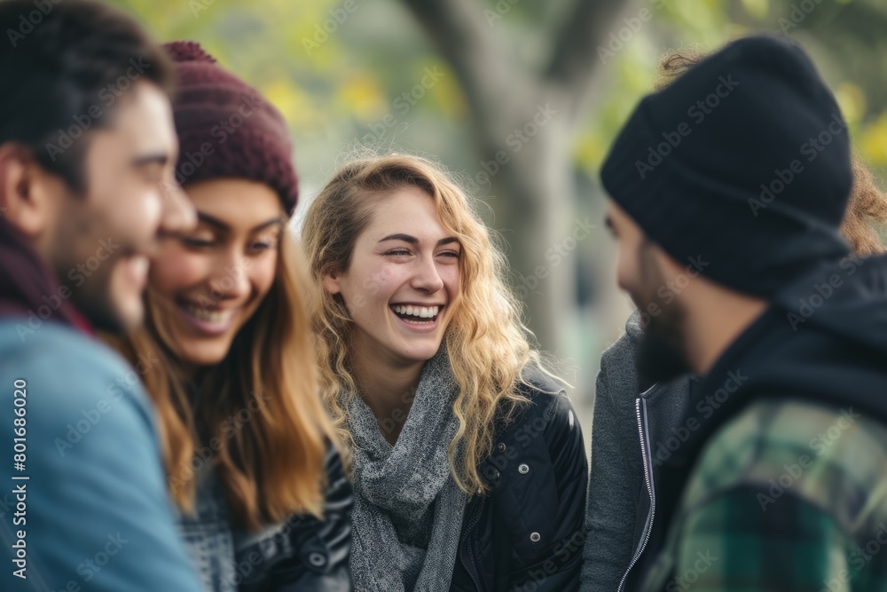 Group of friends laughing and having fun together in the autumn park. Group of friends laughing and having fun together in the autumn park.