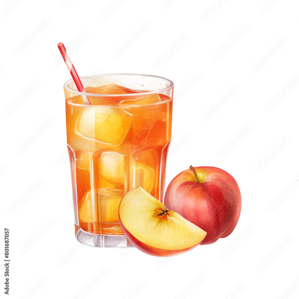 Fototapeta premium apple juice Isolated Detailed Watercolor Hand Drawn Painting Illustration