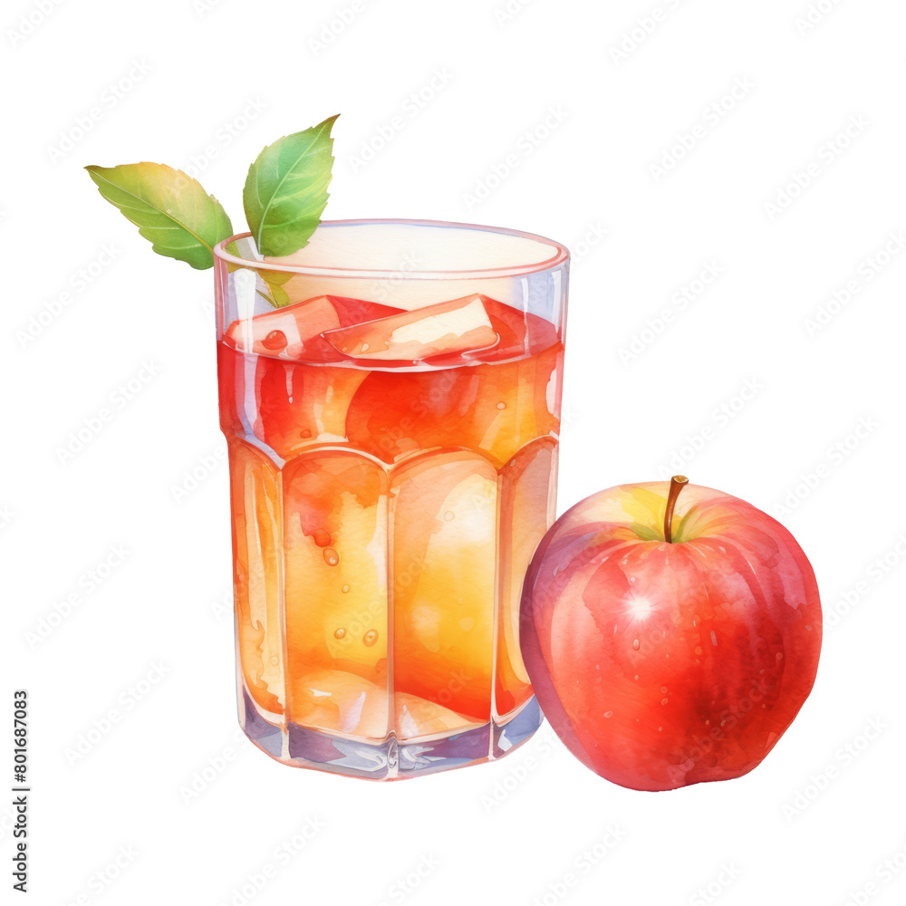 apple juice Isolated Detailed Watercolor Hand Drawn Painting Illustration