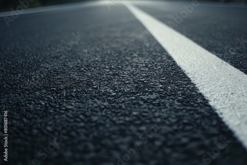 Black asphalt road with white dividing lines - generative ai © Nia™