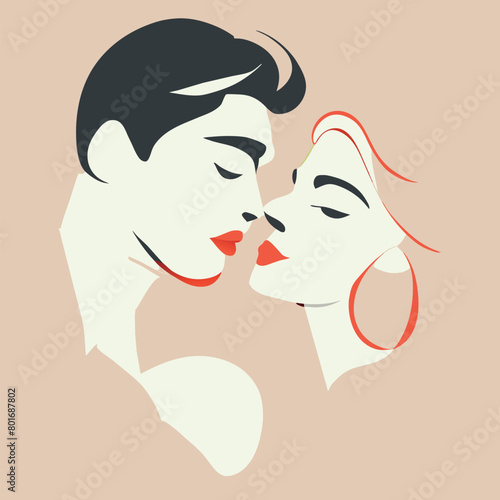 pair drawings for lovers, vector illustration flat 2