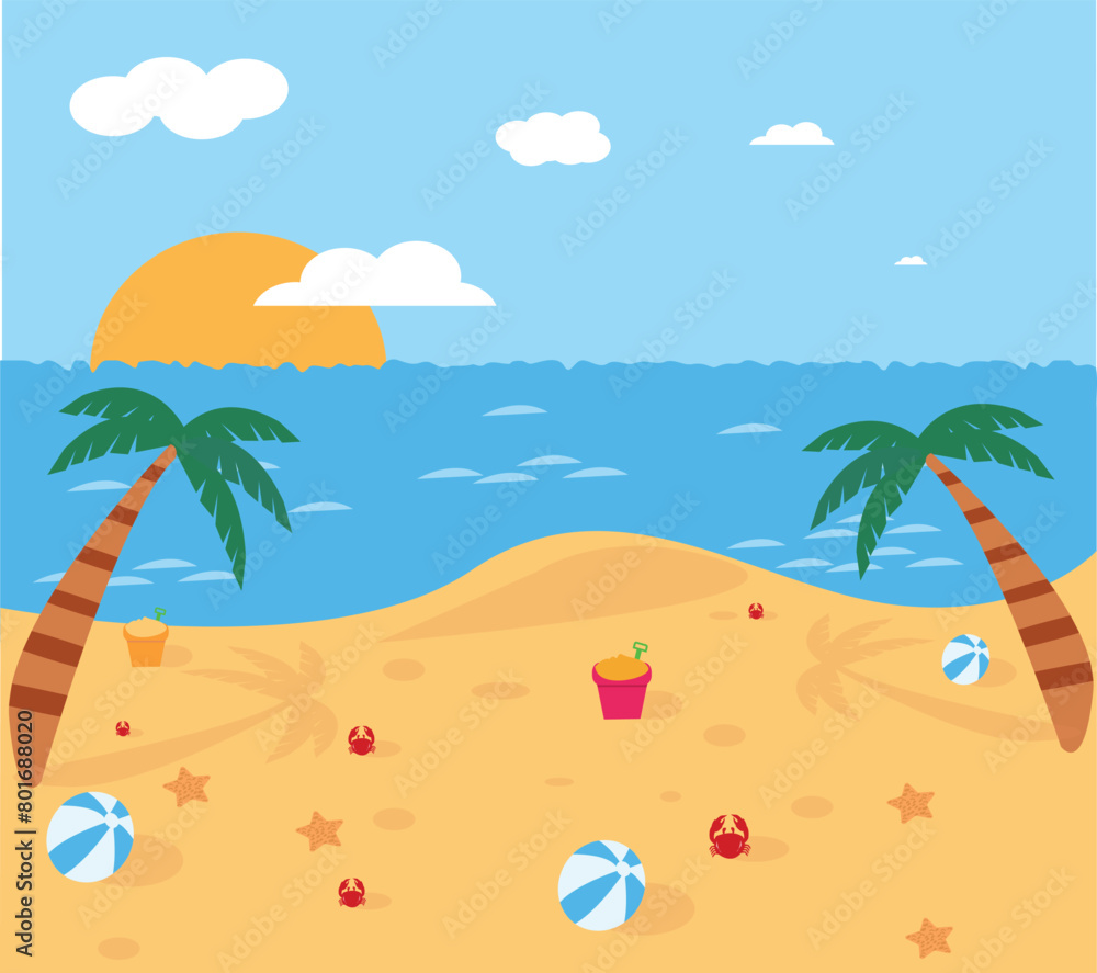 vector design of a beach during summer. beach vector. summer vector.