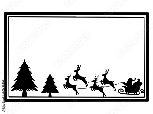 Christmas Tree Frame Line Art
