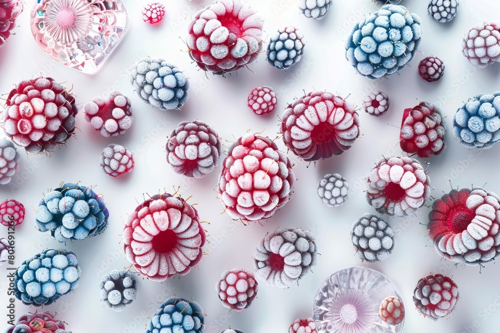 Red and blue lollipops with white icing. Red and blue lollipops with white icing.