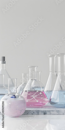 Equipamentos de laboratório de química em um fundo branco limpo photo