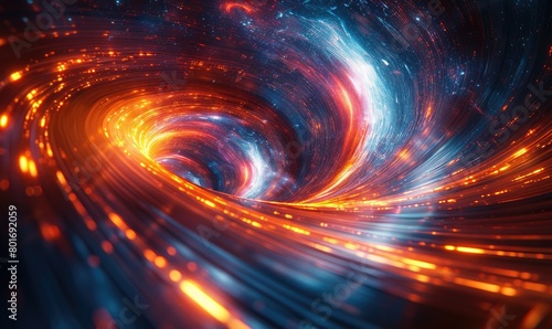 A whirlpool of red and blue light.