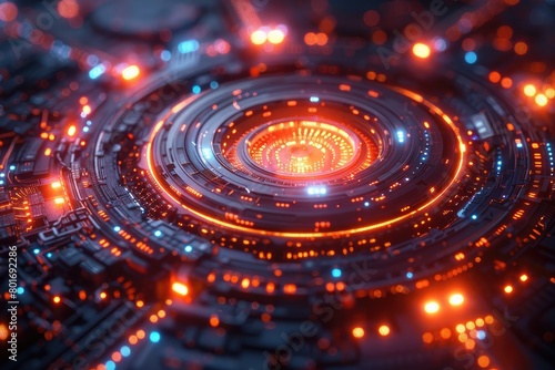 Wallpaper Mural Circuit board with glowing lights Torontodigital.ca