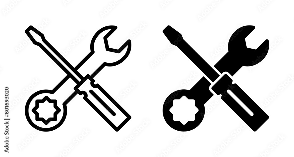 Repair icon vector isolated on white background. Wrench and screwdriver icon. settings vector icon. Maintenance. tools Repair icon vector isolated on white background. Wrench and screwdriver icon. settings vector icon. Maintenance. tools