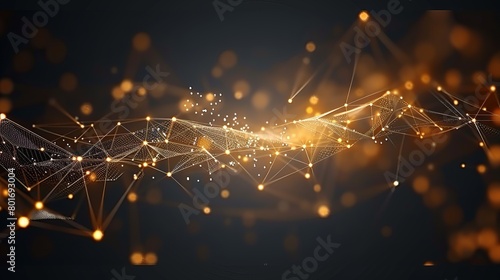 Business data analytic with intelligent software isolated in dark background, with glowing colorful line and dots connected, concept of technology business and network