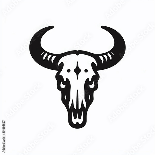  Classic black steer skull skeleton head icon logo