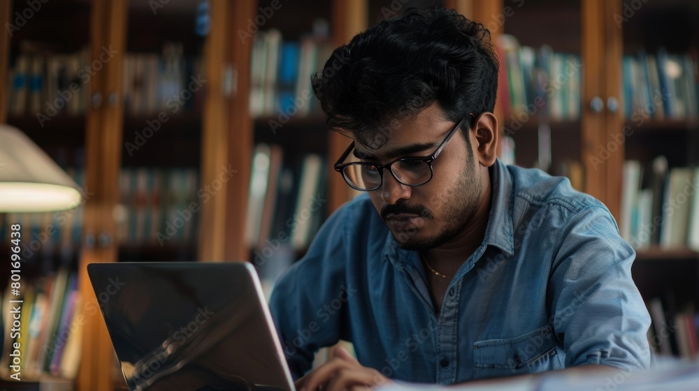 indian man working on laptop, concentrated man, serious man working indian man working on laptop, concentrated man, serious man working