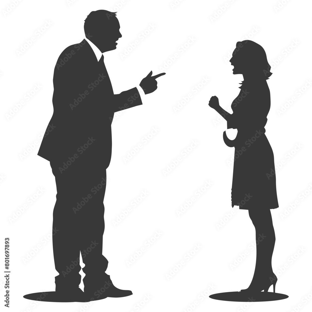 silhouette boss shouts at women employee full body black color only silhouette boss shouts at women employee full body black color only