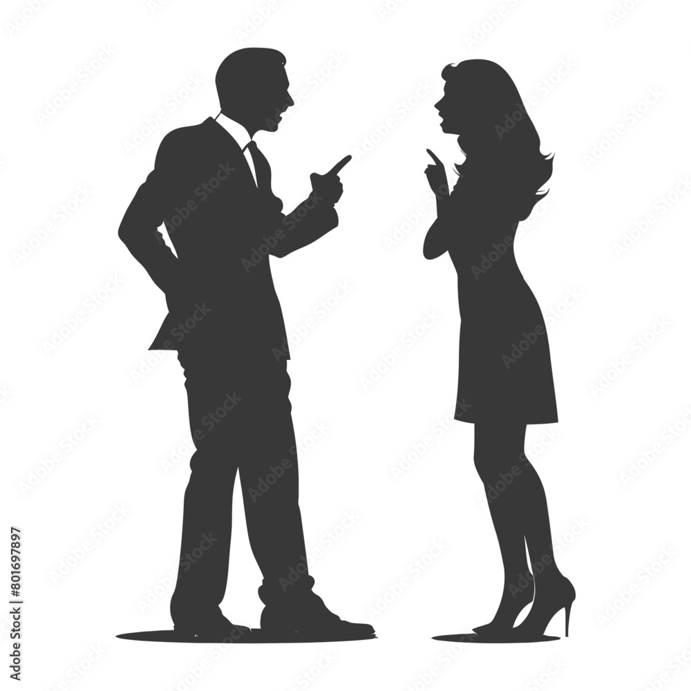 silhouette boss shouts at women employee full body black color only silhouette boss shouts at women employee full body black color only