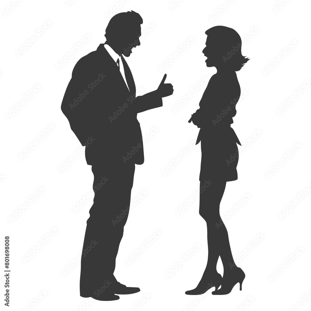 silhouette boss shouts at women employee full body black color only silhouette boss shouts at women employee full body black color only