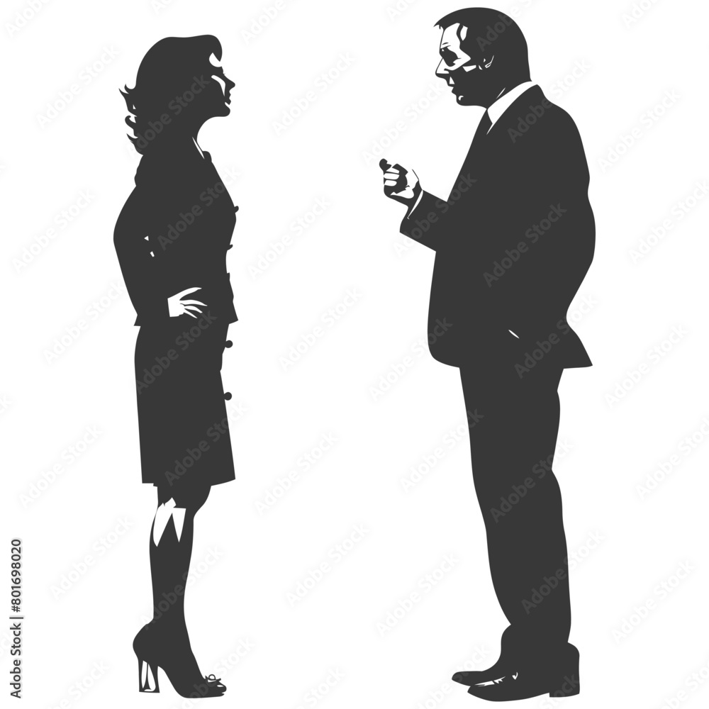 silhouette boss shouts at women employee full body black color only silhouette boss shouts at women employee full body black color only