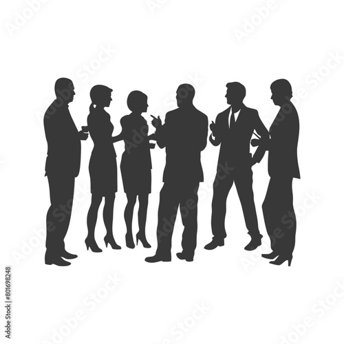 silhouette business people meeting brainstorming full body black color only