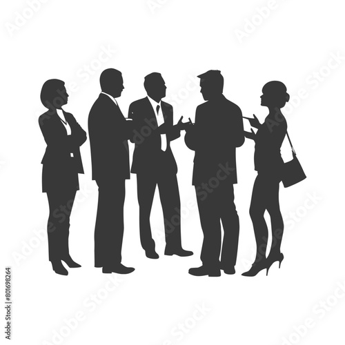 silhouette business people meeting brainstorming full body black color only