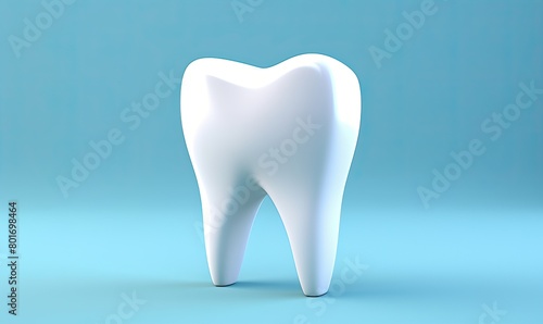 3D tooth on the blue background