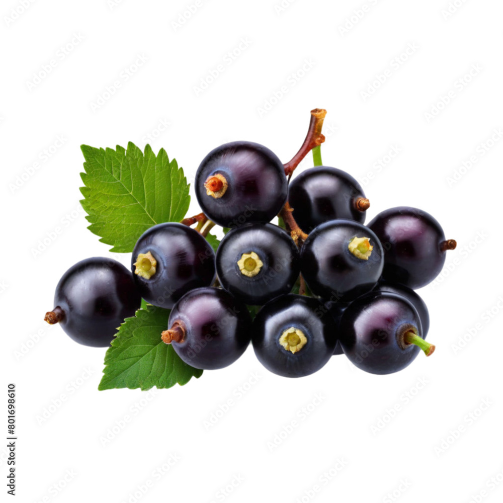 Fototapeta premium Blackcurrant black currant cassis isolated on transparent background