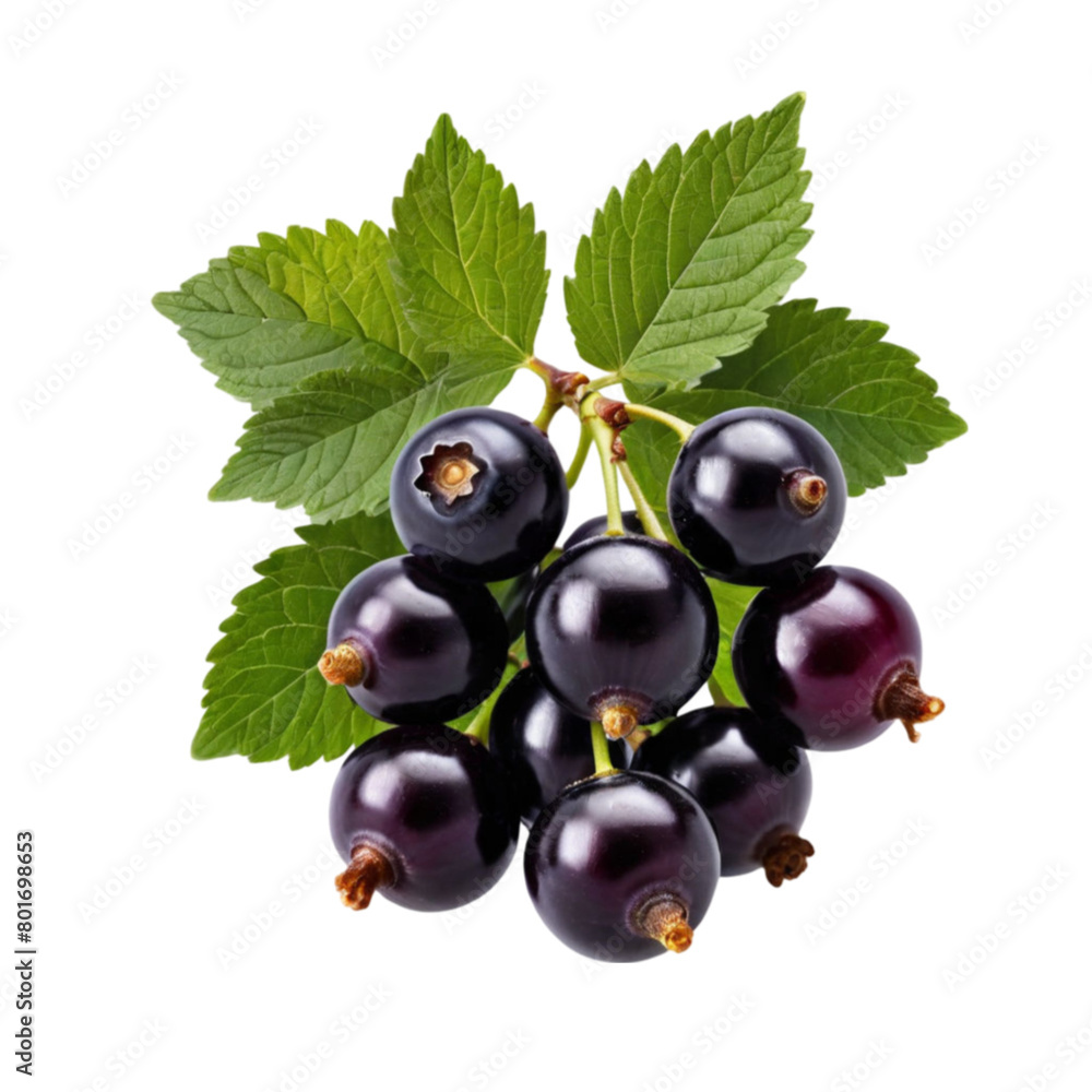Blackcurrant black currant cassis isolated on transparent background Blackcurrant black currant cassis isolated on transparent background