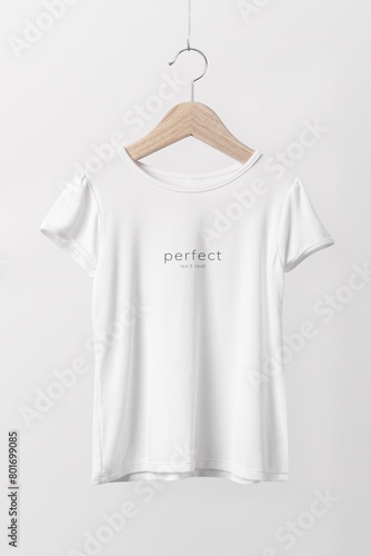 Women’s t-shirt, white casual fashion in realistic design