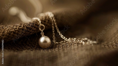 A simple and timeless pair of silver drop earrings with a thin chain and a single pearl. photo