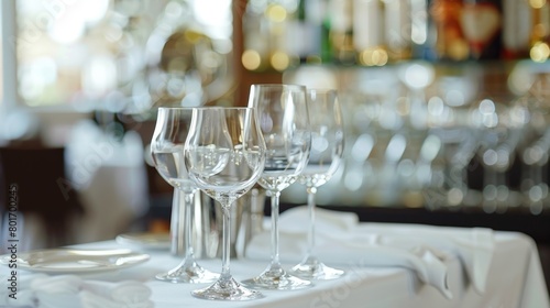 A crisp white tablecloth dd over the home bar counter lending an air of elegance as glasses are expertly filled and drinks are served.