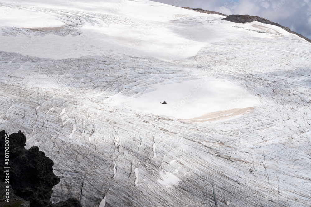 View of Glacier Alerce seen from the the top of Tronador hill in the Andes cordillera. The beautiful white ice field in the mountains. View of Glacier Alerce seen from the the top of Tronador hill in the Andes cordillera. The beautiful white ice field in the mountains.