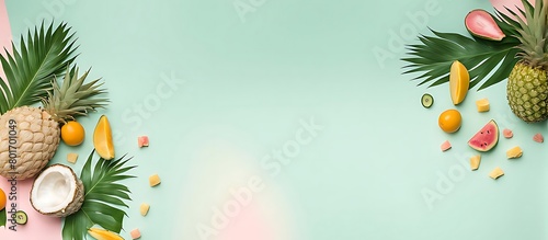  tropical fruit shell isolated pastel background Copy space photo