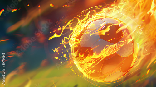 fiery football, fireball, beautiful, dark background, black background, vector, cartoon style