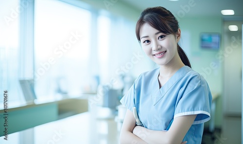 cute female doctor in hospital room