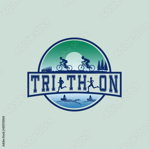 Traithlon logo vector graphic of illustration