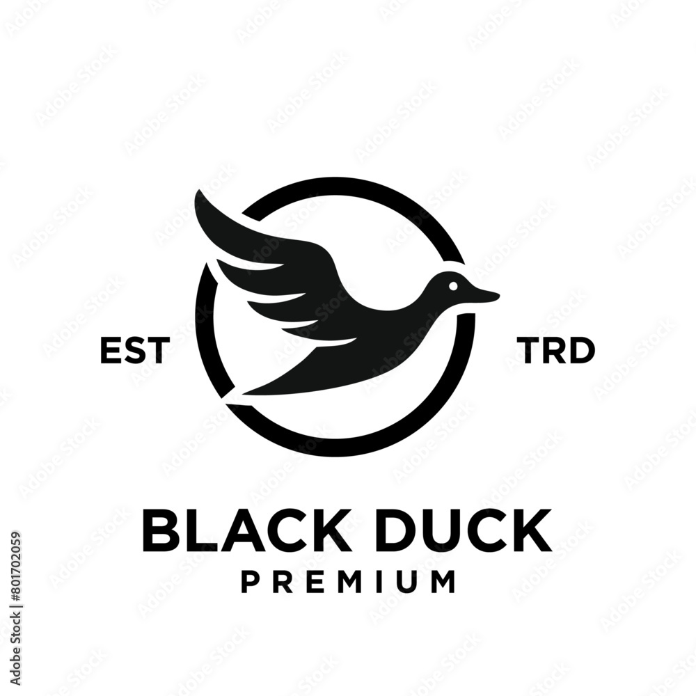 Fototapeta premium Black duck silhouette logo icon design illustration