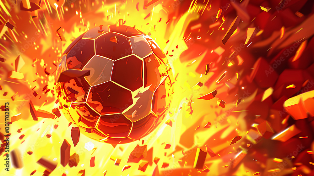 Fototapeta premium fiery football, fireball, beautiful, dark background, black background, vector, cartoon style