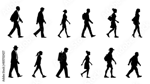 Modern silhouette of walking people colection