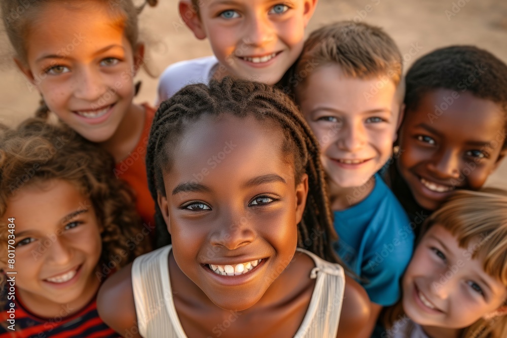 happy african american children looking at camera on summer day outdoors