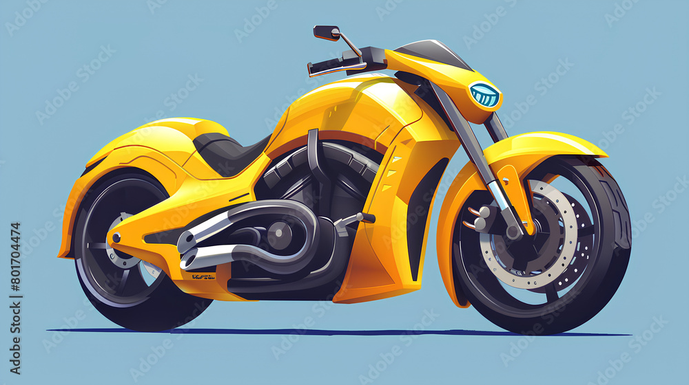 yellow motorbike, beautiful, cool, vector, cartoon style yellow motorbike, beautiful, cool, vector, cartoon style