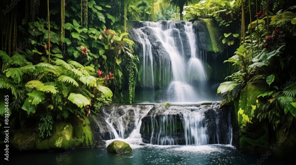 waterfall in the forest. waterfall in the forest.