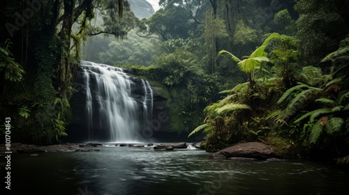 waterfall in the forest.