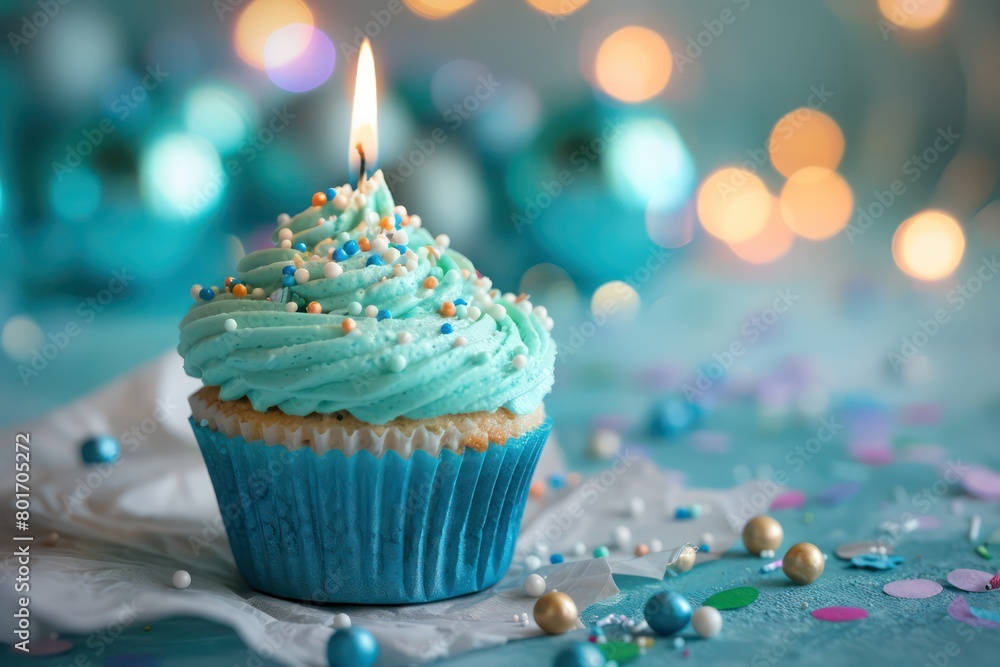 cupcake with candle and sprinkles cupcake with candle and sprinkles