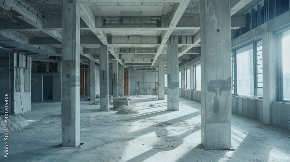 concrete construction, inside the building during construction concrete construction, inside the building during construction