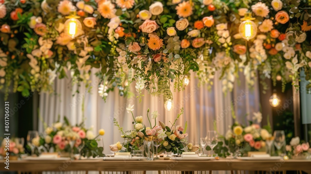 themed wedding package centered around the concept of a nature flower wall 