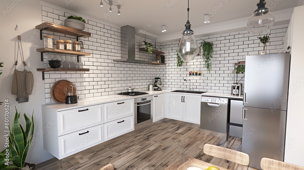 kitchen design with white subway tiles and essential appliances kitchen design with white subway tiles and essential appliances