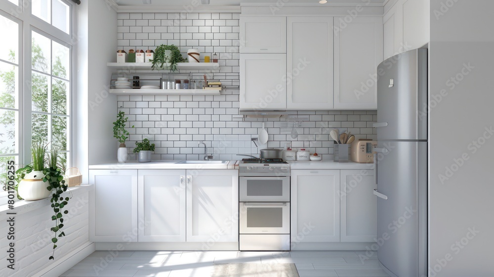kitchen design with white subway tiles and essential appliances kitchen design with white subway tiles and essential appliances
