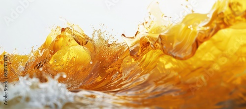 yellow golden liquid swell on white background photo